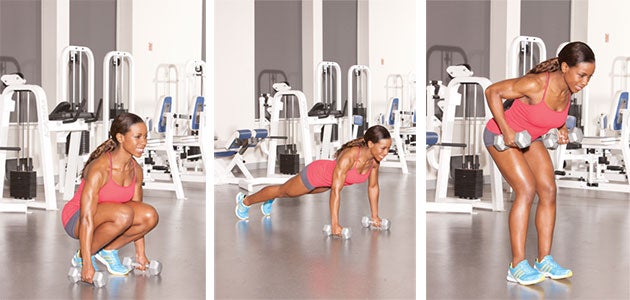 Burpee-to-Bent-Over-Row None