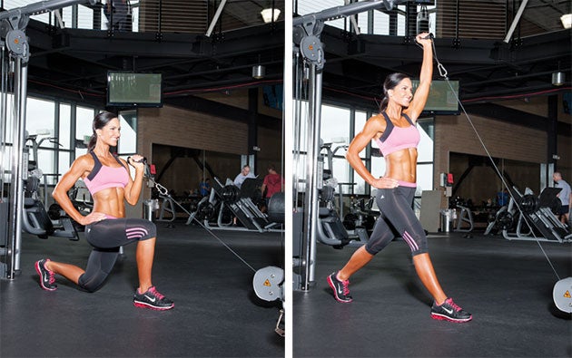 Split-Squat-With-One-Arm-Cable-Press None