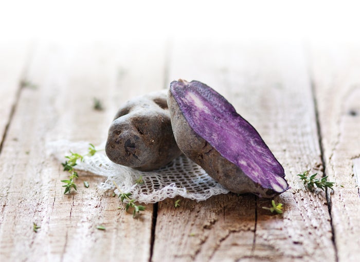 Open purple potato
