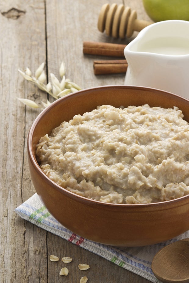 bowl of oatmeal on wood