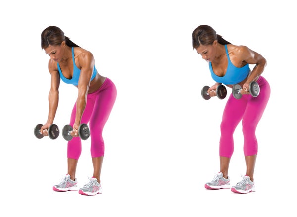 Image placeholder title Bent-over two-arm reverse-grip dumbbell row for sexy shoulders in 5 moves