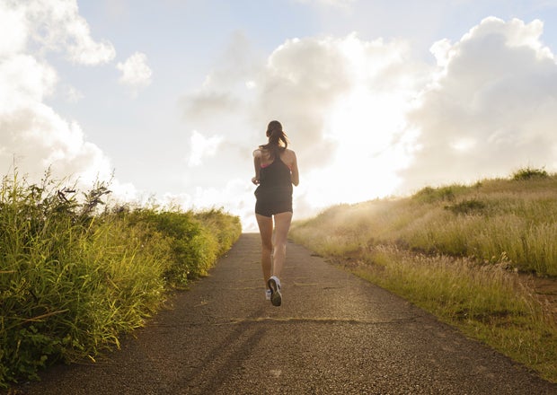 woman running uphill None