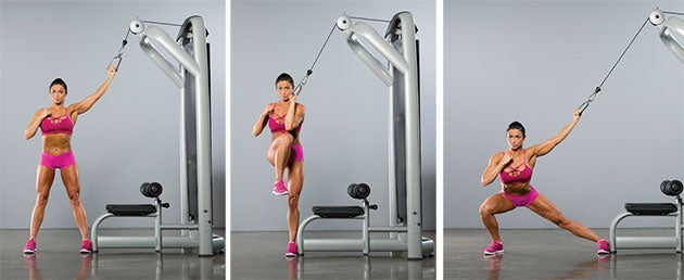 Crisscross-Crunch-and-Lunge None