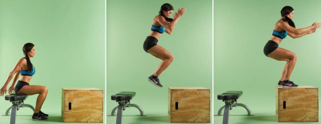 Bench sit up to jump online squat