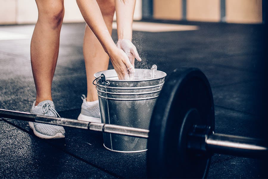 Weights and barbell in gym