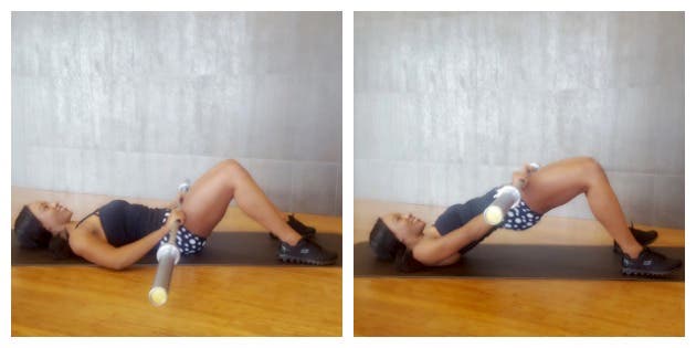 Barbell glute bridge workout for glute-ham tie-in