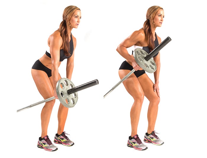 Landmine-One-Arm-Row-Oxygen Landmine Bulgarian split squat workout in Erin Stern's total body training