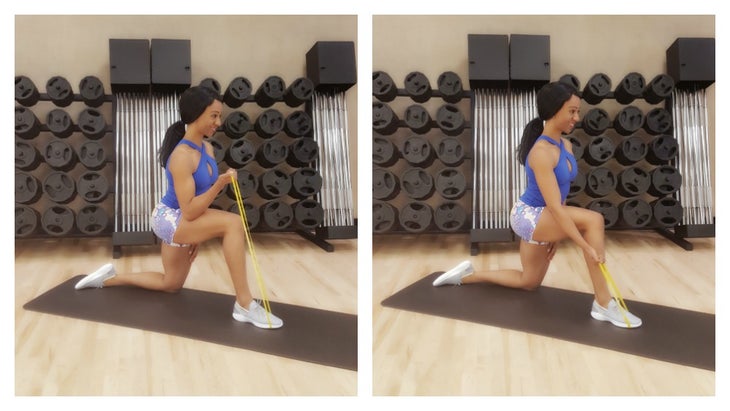one hand bicep curl Band one-hand biceps curl at home workout