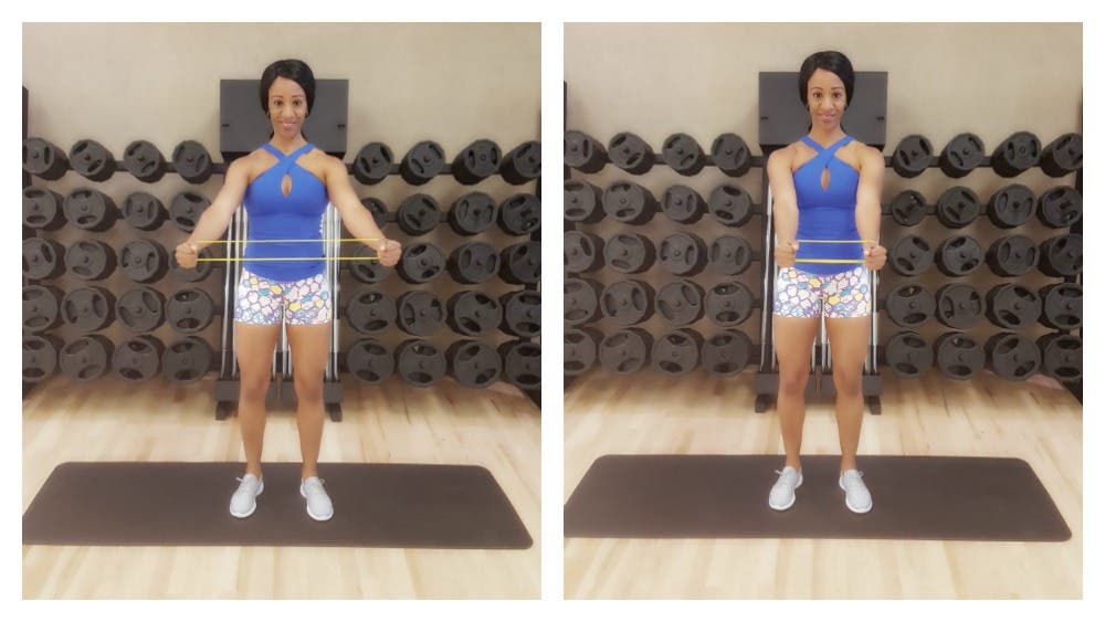 Band shoulder flutter at home workout