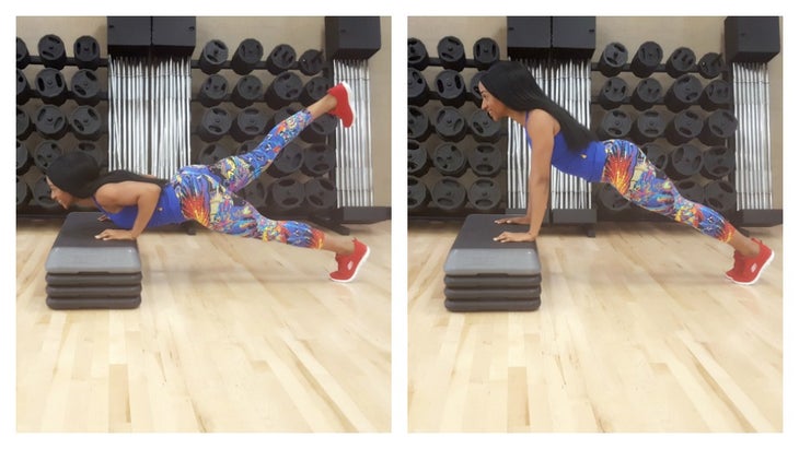 incline push up with reverse leg raise None