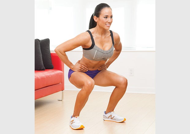 Image placeholder title Standard squat for the lower body portion of this total body and fat loss challenge
