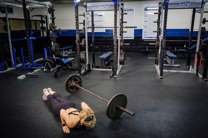 burpee over barbell None