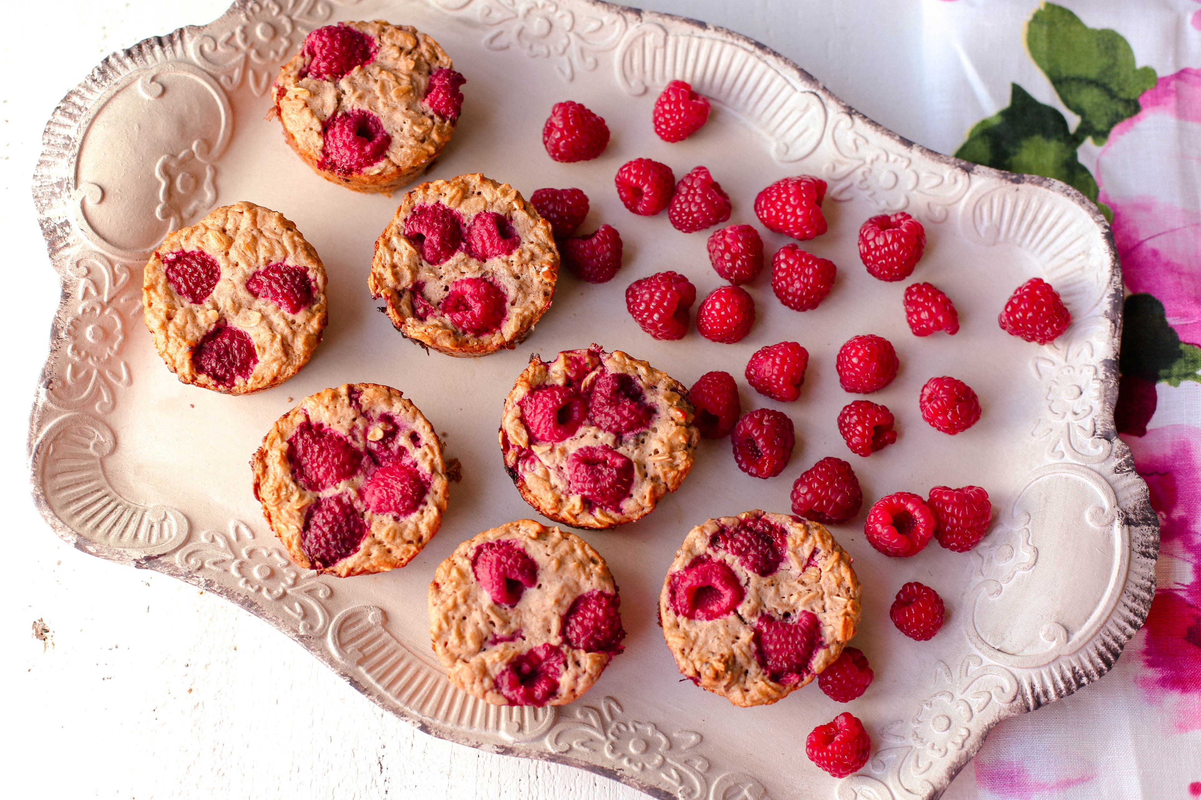 Baked Raspberry Bars HR baked raspberry oatmeal muffins