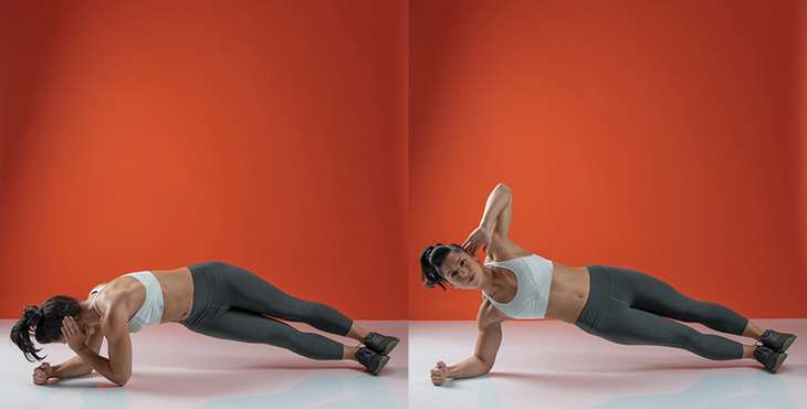Sprinkler Side-plank sprinkler exercise