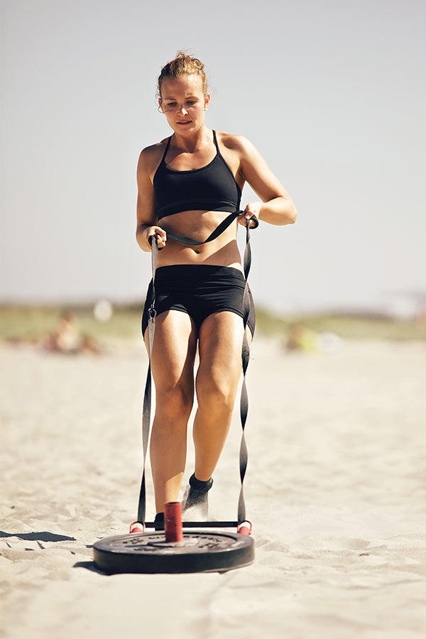 Training in the Heat Woman Training on Beach