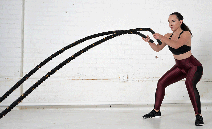 Battle-Ropes-Slam Woman Exercise Battle Ropes Slam