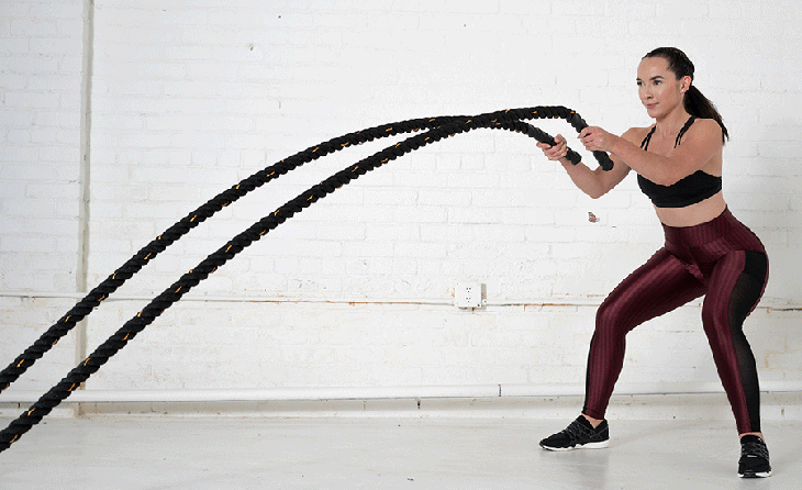 Battle-Ropes-Slam Woman Exercise Battle Ropes Slam