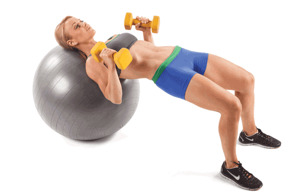 Image placeholder title Stability-Ball Reverse-Grip Dumbbell Chest Press
