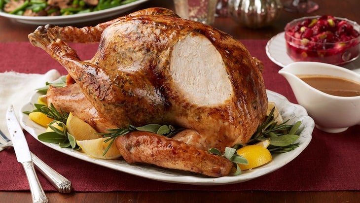 Rosemary-Lemon-Rubbed Turkey with Caramelized Onion and Garlic Gravy - Thanksgiving Recipe