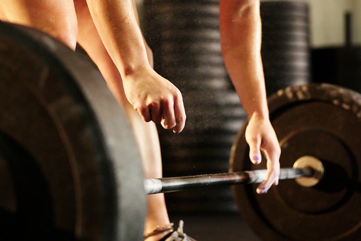 Lifting Weights Woman Close Up Lifting Heavy Weights