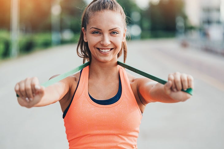 Exercise Bands Woman Holding Exercise Bands Outdoors