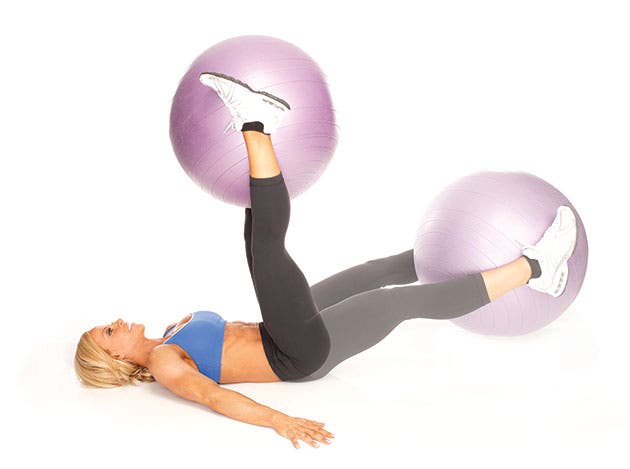 Stability-Ball-Leg-Lift tight sexy abs workout stability ball leg lift