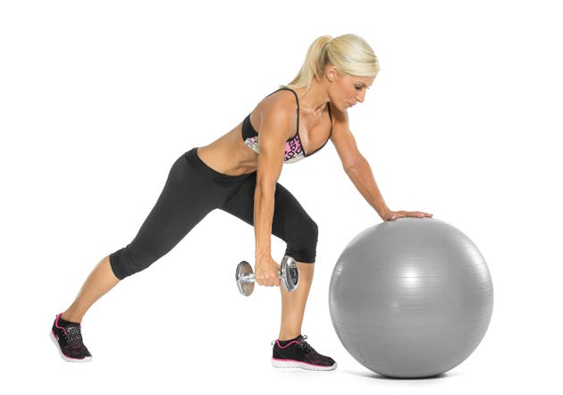 One Arm Dumbbell Ball Row A None