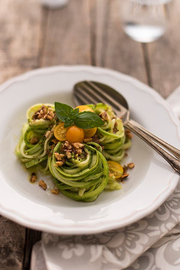 Pasta with celery root spaghetti