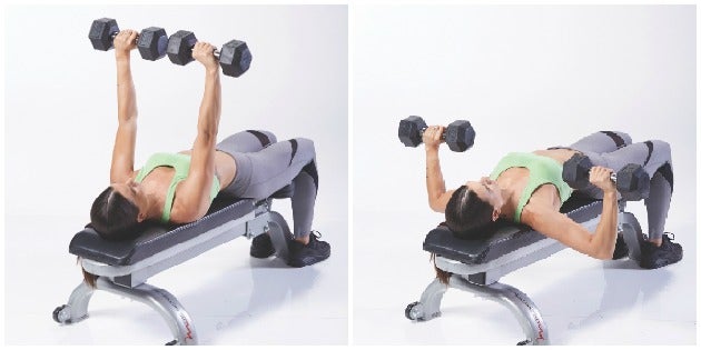 dumbbell bench press Dumbbell bench press for day 5 of the 8-week total body program