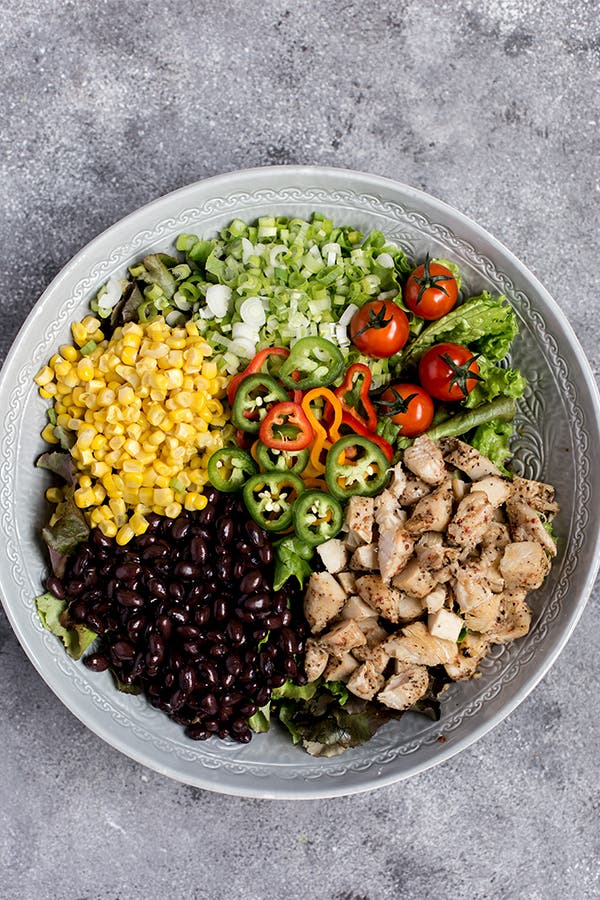 Black beans corn and chicken salad