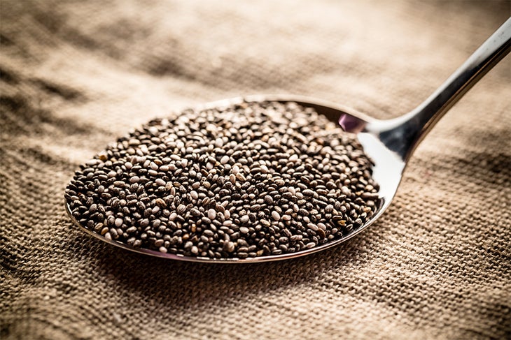 chia seeds Spoonful of chia seeds