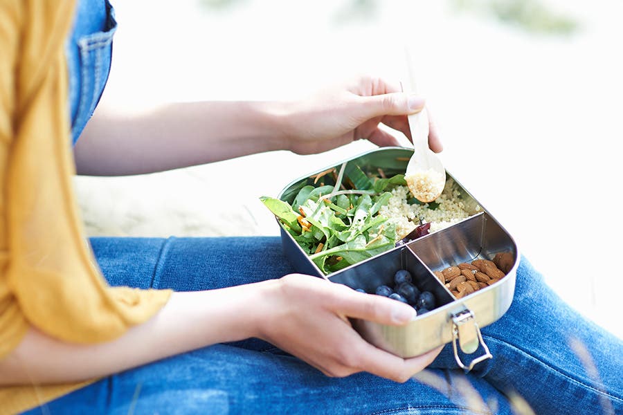Quinoa Salad and Peanuts Snack