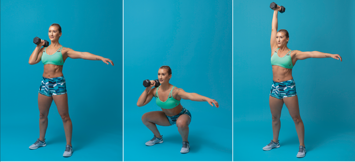 One Arm Dumbbell Thruster One-Arm Dumbbell Thruster
