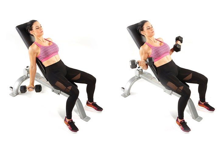 Bicep Curl Two-Arm Incline Dumbbell Biceps Curl