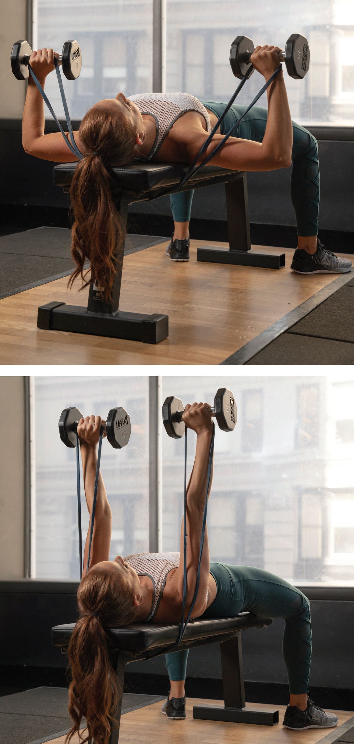 Resistance Band Banded Dumbbell Bench Press