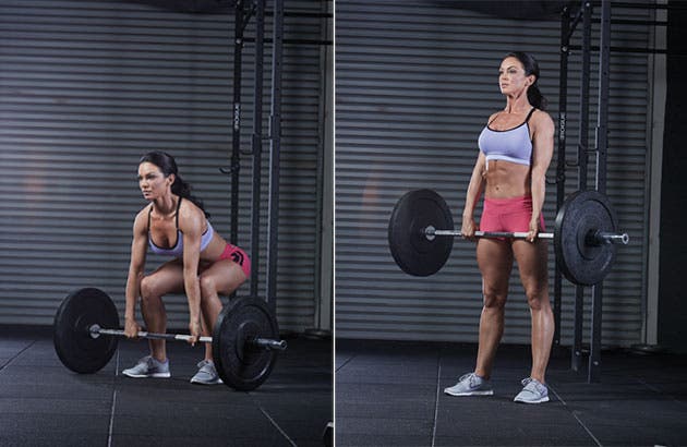 Barbell-Deadlift Barbell deadlift part of total body HIIT ladder workout