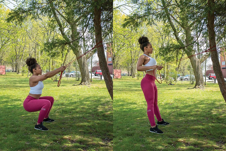 Exercise-Band Squat and Row