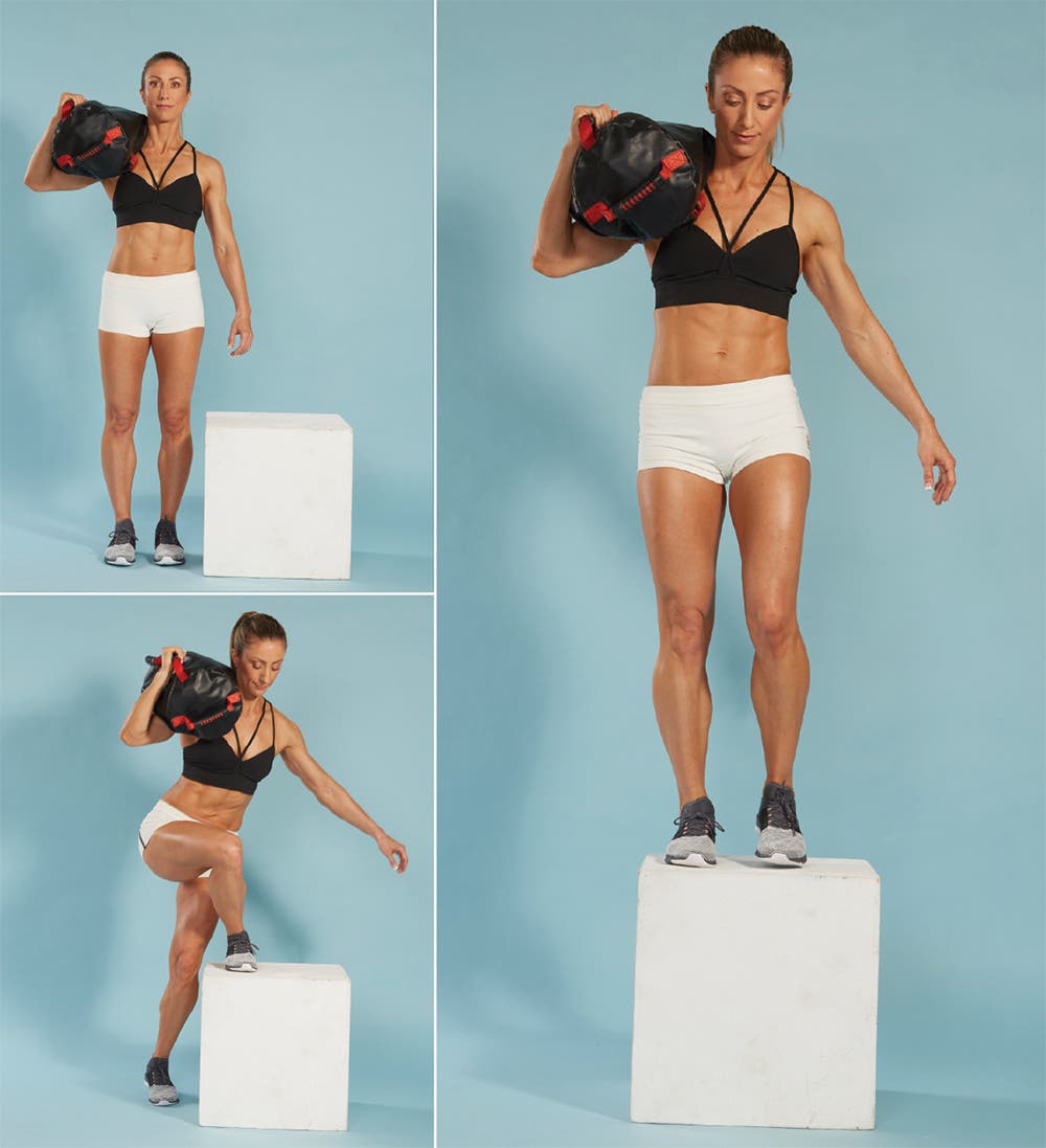 Sandbag-Crossover-Lateral-Step-Up-Oxygen Sandbag Crossover Lateral Step-Up