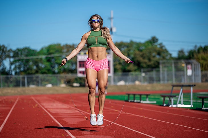 Jump Rope Photo CrossFit woman jump rope on outdoor track