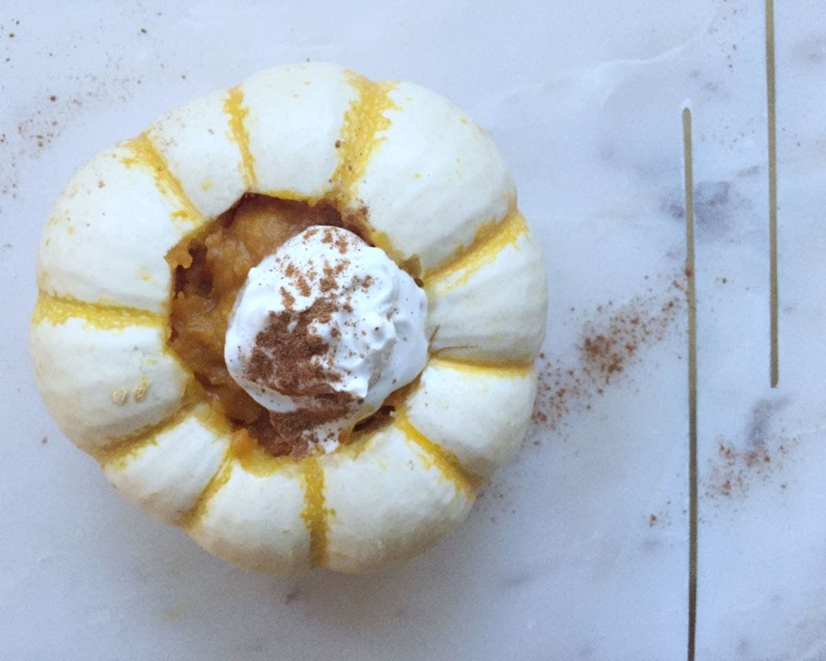 Mini Pumpkin Pie Pudding With Coconut Whipped Cream