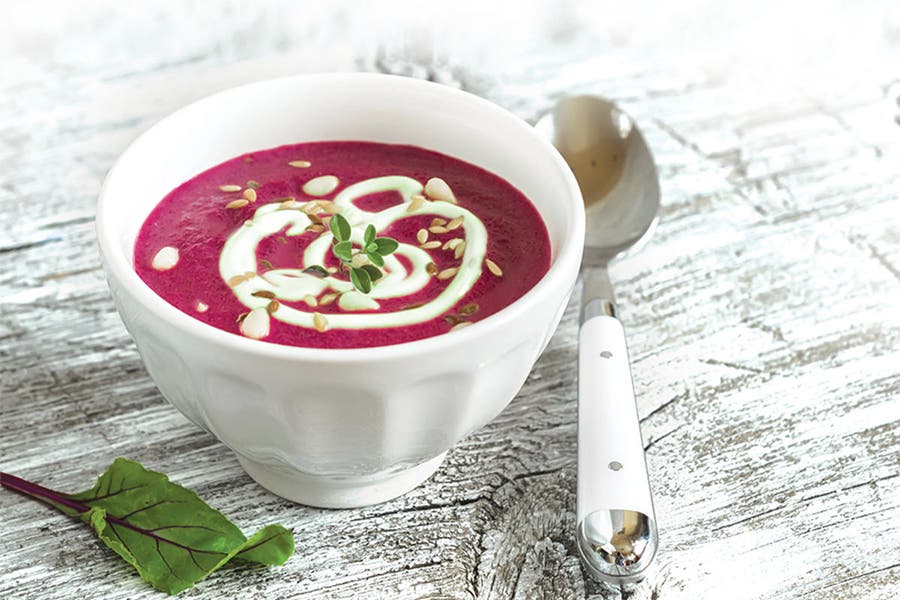Beet Soup With Avocado Crema