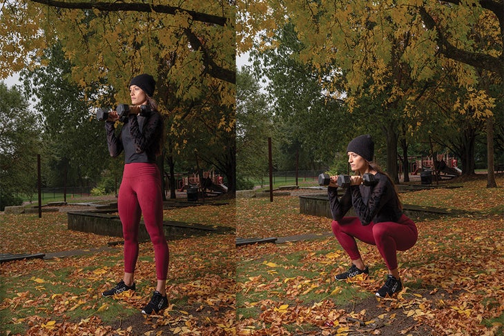 Dumbbell Squat Dumbbell front squat outdoors goal