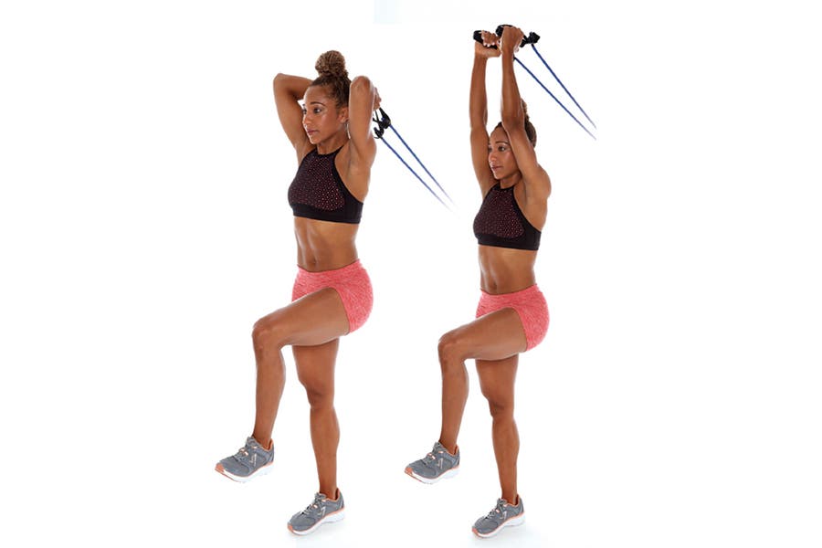 Knee-Up Triceps Overhead Extension with Band