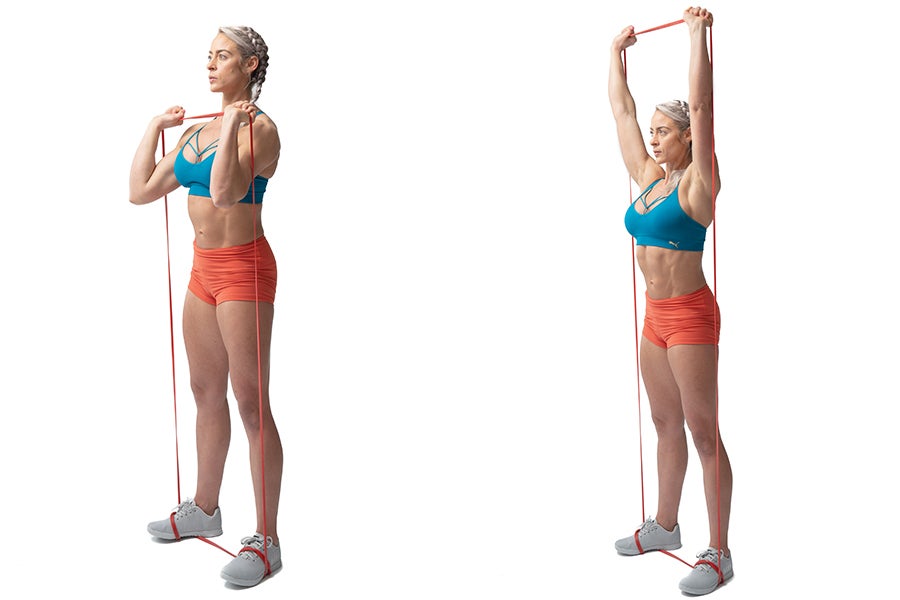 How To Do Resistance Band Overhead Shoulder Press
