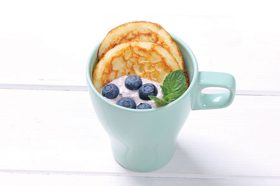 Pancakes in Cup Sweet Potato Pancakes With Blueberry Yogurt