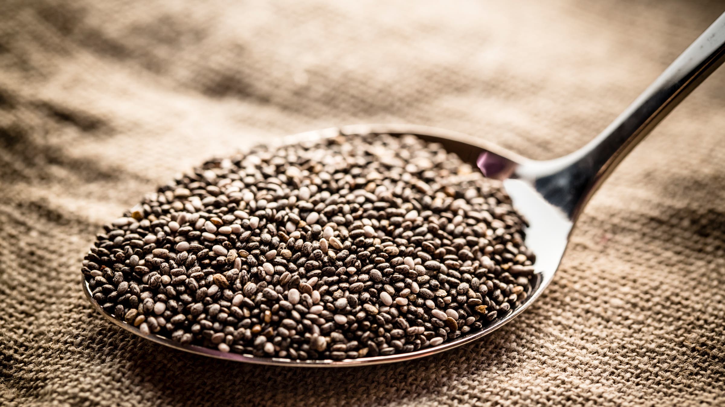 Chia seeds in a spoon.