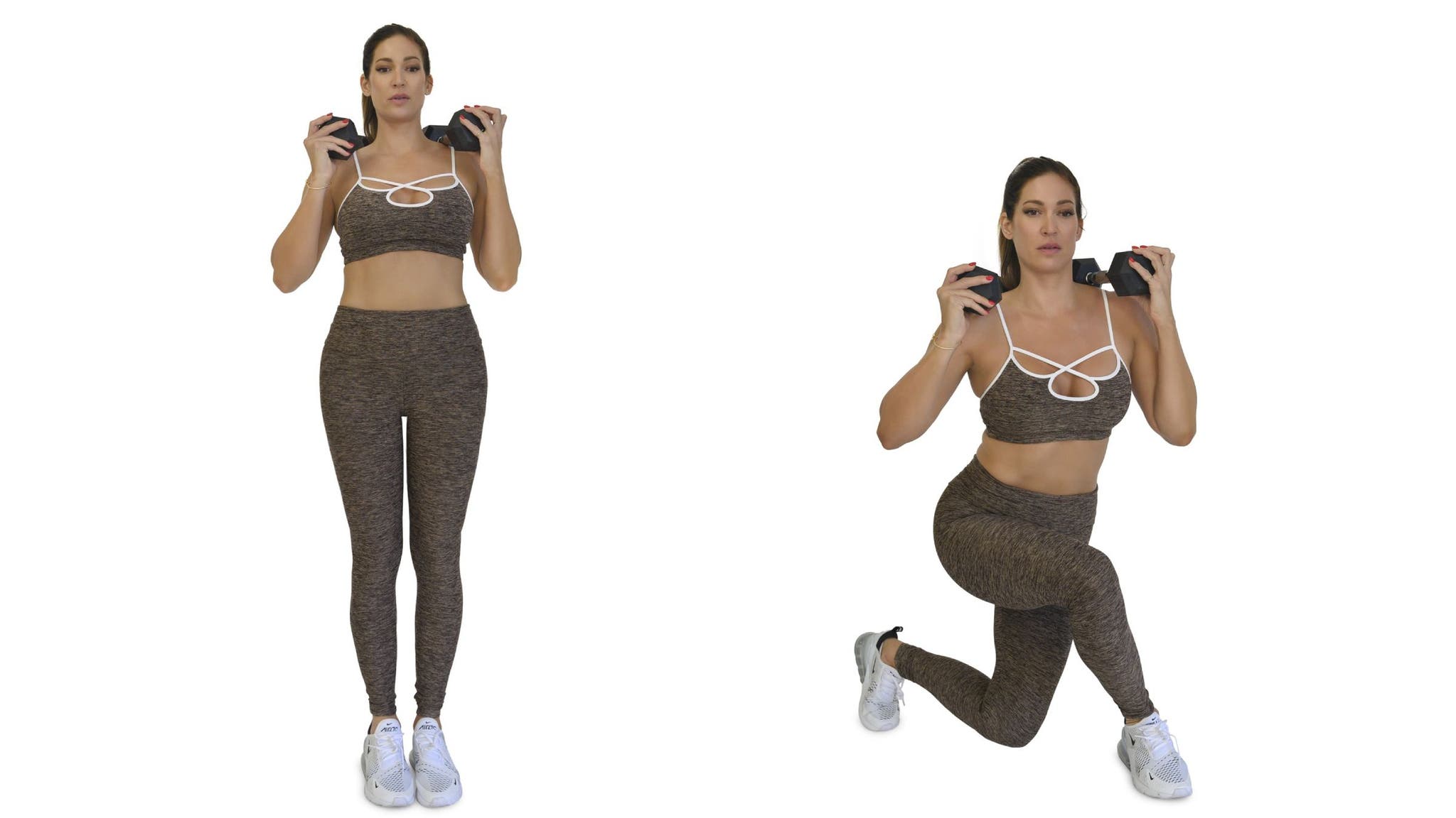 Woman demonstrating curtsy lunge