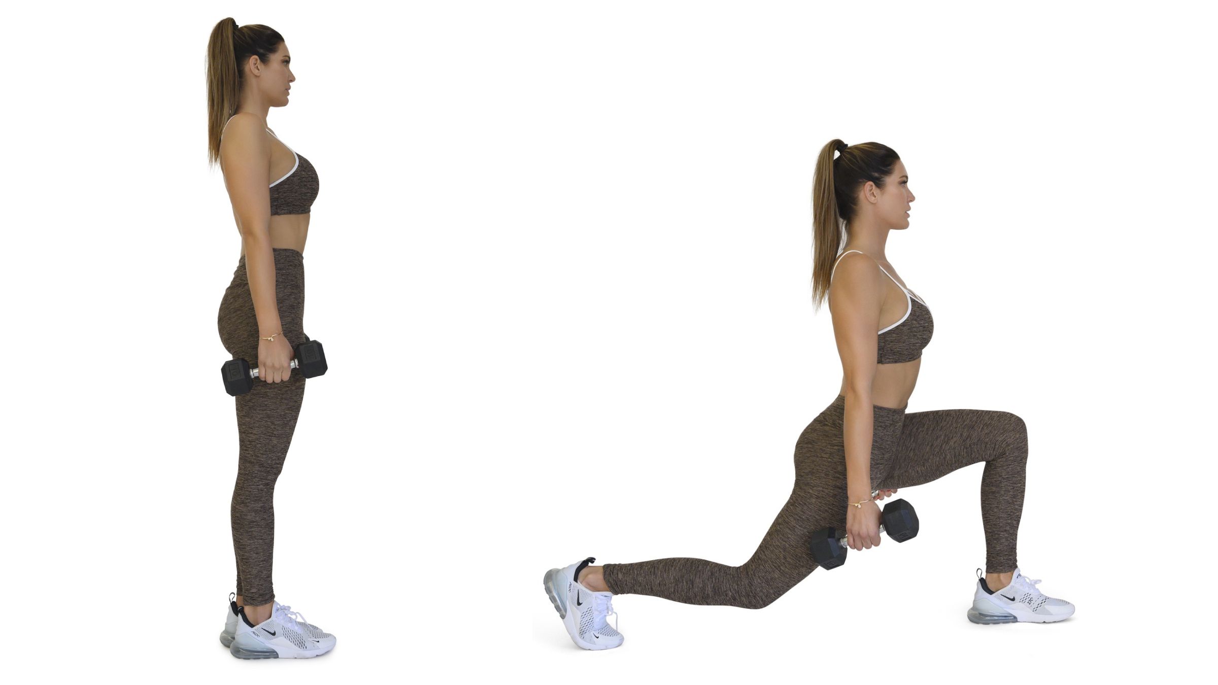 Woman demonstrating reverse lunge pulse