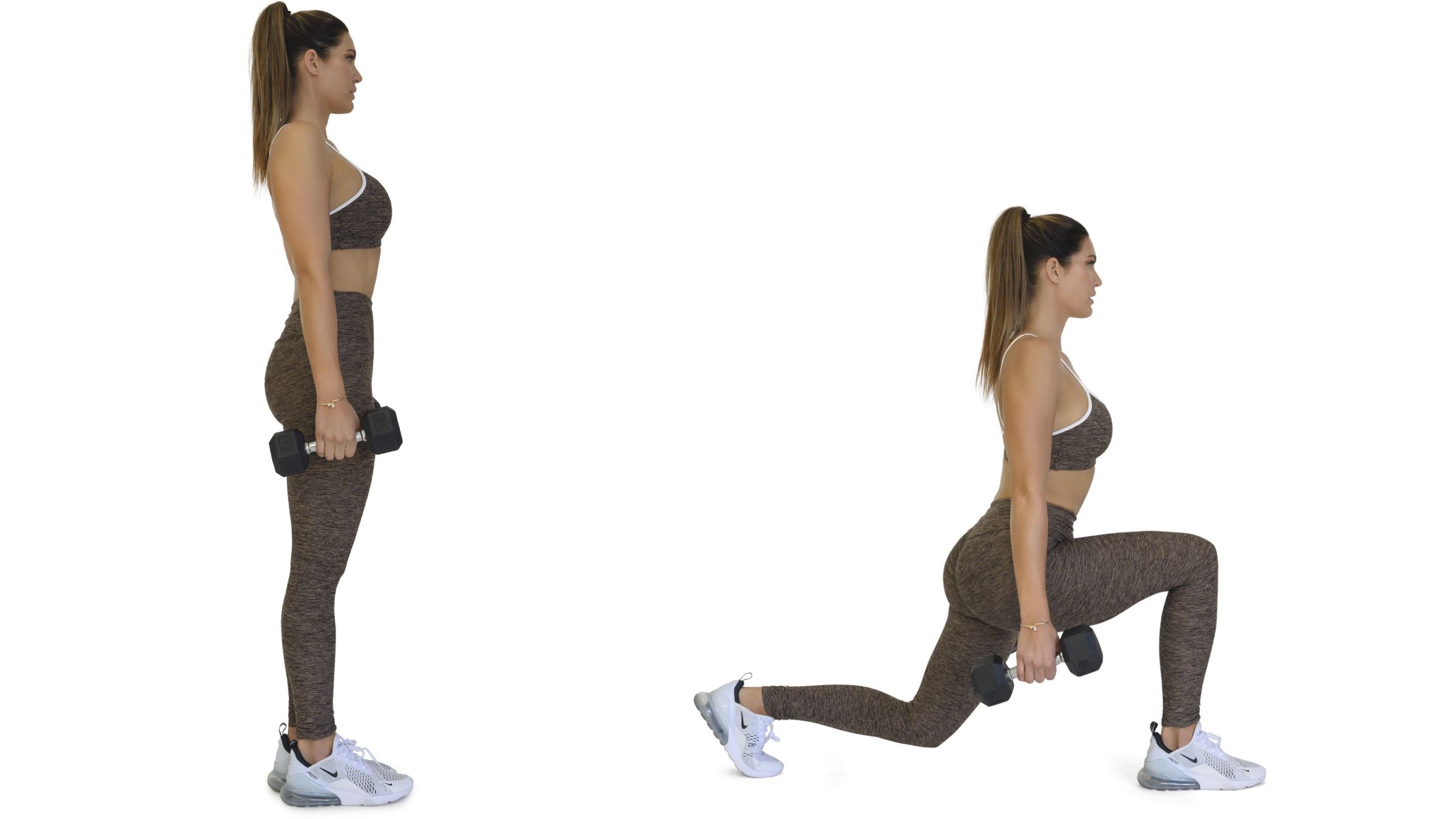Woman demonstrating forward lunge