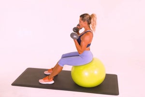 Stability-Ball Two-Arm Dumbbell Curl